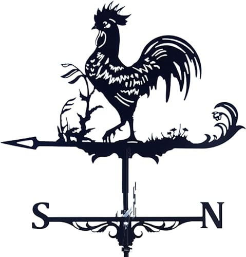 Veleta práctica con indicador de dirección del Viento, Veleta con Forma de Gallo, Soporte para Exteriores, Veleta para Patio, jardín, cúpula, césped