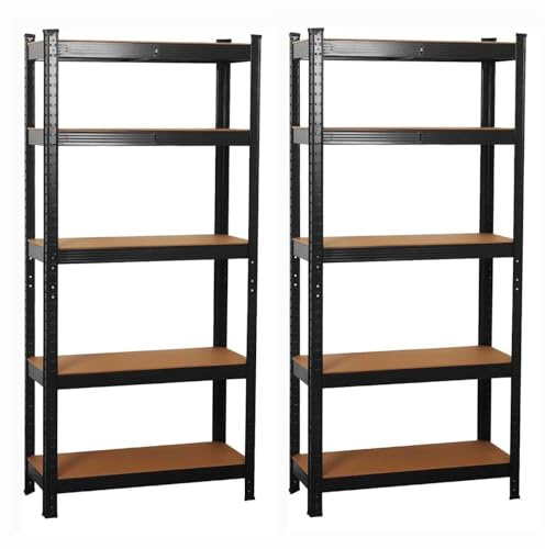 Lot de 2 étagères pour charges lourdes de qualité supérieure - Matériel de fixation - 1750 kg - 10 étagères réglables et stables - Panneaux MDF - Pour étagère de stockage, étagère de cave, garage