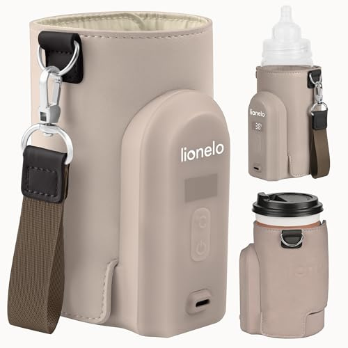 LIONELO Thermup Go Evo Bärbar Flaskvärmare för Resor, USB-C Laddning | varm, 5 driftstemperaturer från 38 till 50 °C, USB-C-laddning, upp till 9 timmars drift, LCD-skärm
