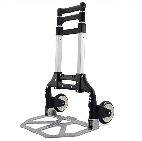 Yaheetech Sackkarre Handkarre Aluminium Transportkarre klappbar mit Ausziehbarem Teleskopgriff 100 cm Stapelkarre 75 kg belastbar