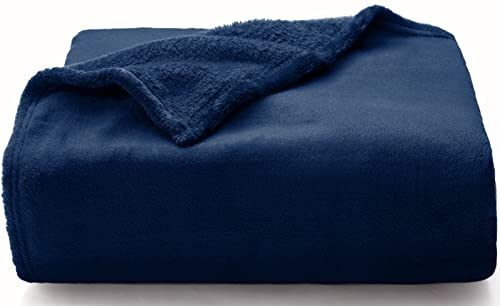 WAVVE Fleece Blanket Sofa Throw Navy Blue 5ft x 6.5ft - Fluffy Soft Warm Versatile Blanket for Sofa/Couch/Bed Double/Twin Size, 150x200 cm