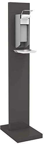 medimObil Desinfektionssäule anthrazit Hand Desinfektionsstation Desinfektionsmittelspender stehend mit 500 ml inkl. Auffangschale