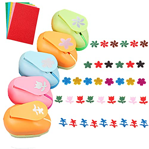 YouYuer 5PCS Motivstanzer Papierstanzer Niedlich Muster Klein Motivlocher Mini Craft Papier Schläge Papier Form Ausstanzer Stanzer Motivstanzer für Basteln, Scrapbooking,Fotos,Grußkarten (B)