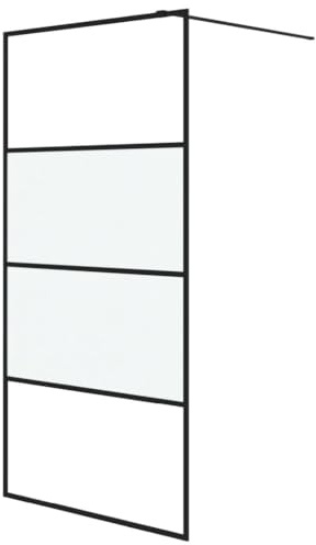 vidaXL Paroi de Douche Ecran Cloison Cabine de Douche Salle de Bain Intérieur Résistance aux Eclaboussures Noir 100x195 cm Verre ESG Demi-Dépoli