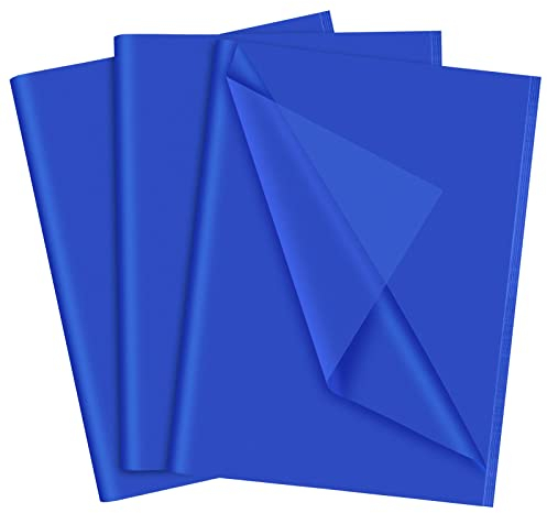 NEBURORA Blaues Seidenpapier für Geschenktüten 60 Blatt Blaues Seidenpapier Großpackung 35x50 cm Marineblaues Verpackungspapier für Geschenkpapier Füller KunsthandwerkGeburtstag Hochzeit Babyparty