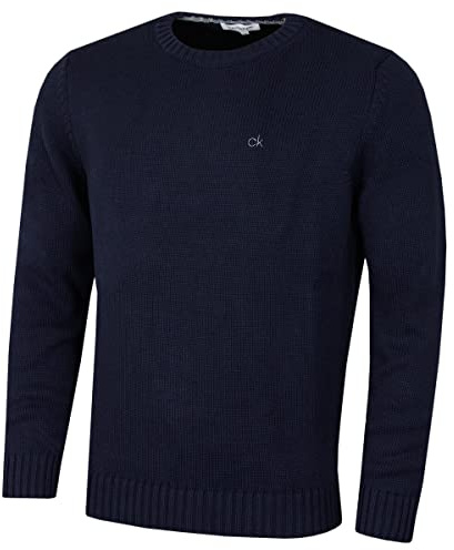 Calvin Klein Maglione da Golf CK inlavorato Maglia Uomo - Marina - S