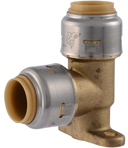 SharkBite Max 1/2 Inch 90 Degree Drop Ear Elbow, Push to Connect Brass Plumbing Fitting, PEX Pipe, Copper, CPVC, PE-RT, HDPE, UR249A