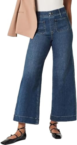 Jean 7/8 pour femme - Taille haute - Coupe droite - Jambe large - Pantalon cargo ample - Pantalon décontracté - Streetwear Y2K - Vintage - Baggy - Avec poches - Jambes larges - Pantalon de loisirs