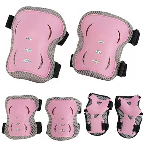 Kids Knee and Elbow Pads, 6PCS Kids Sports Protective Gear Set, Knee Pad Kids Elbow Pads Adjustable Knee Pads for Cycling Skateboard Scooter Roller Skates Inline Skating