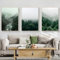 Fiwzzdur 3er Poster Set, Moderne Grün Wald Berge Nebel Natur Landschaft Bilder Poster & Kunstdrucke, Wandbilder Wanddeko für Wohnzimmer & Schlafzimmer, ohne Rahmen (30x40cm,ABC)