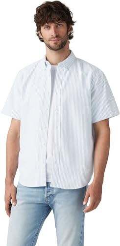 Levi's Hombre Camisa de Manga Corta, Relaxed Fit, Azul (Waylon Stripe Della), M