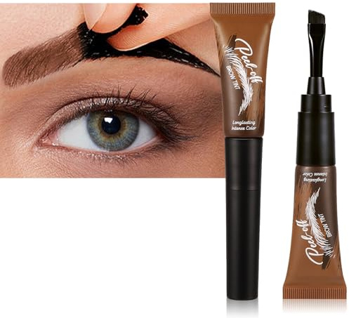 Tattoo Eye Brow Peel Off, Peel Off Eyebrow Gel Tint, Semi-Permanent Colour Eyebrow Dye,Lasts Up To 3 Days, Waterproof Long-Lasting Natural Eye Brow Makeup for Women Girls (01# Warm brown)
