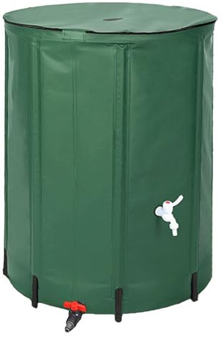 Fällbar regntunna – 26 gallon PVC-vattenuppsamlingstank | fångstbehållare med filterkottar, överflödessats, hållbar vattenlagringslösning för trädgårdsarbete, utomhusbruk