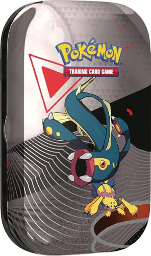 Pokémon - Juego de Cartas coleccionables: Mini Caja de Lata – Zapplarang & Voltula (2 Paquetes de Refuerzo y 1 Tarjeta de Bordado)