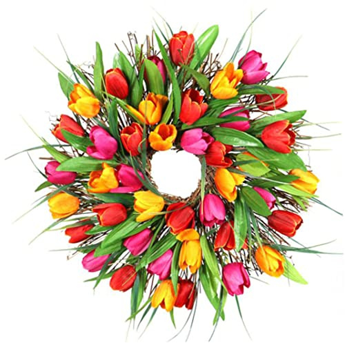 Spring Wreath, 40cm Artificial Garland - Simulation Flower Door Decor for Front Entrance, Home/Style1