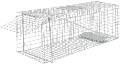 Homgoday Trappola per Animali Vivi in Acciaio Zincato con Maniglia, 80x25x27 cm, Cattura Sicura per Gatti e Altri