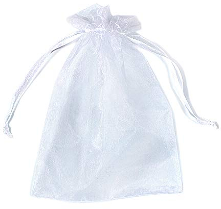 PLECUPE 100 sacchetti in organza, 13 * 18 cm, sacchetto in organza, con coulisse, per matrimonio, sacchetto regalo, per gioielli, confezione – bianco