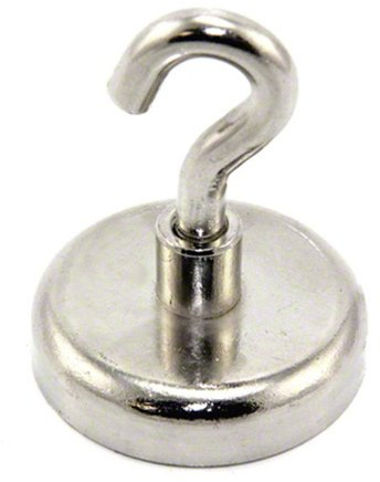 first4magnets Magnet de Sujeción de Neodimio Con Gancho M8 Para Colgar, Sostener O Mostrar Elementos - 48mm de Diámetro - 95kg de Tracción - Paquete de 10
