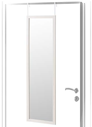 LOLAhome Espejo de Puerta de Madera Color Blanco para Cuerpo Entero de 125x35 cm