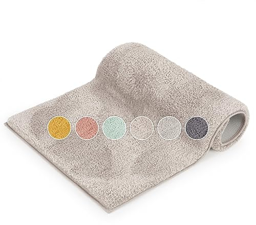 Blumtal Badematte 50x80 cm Hochflor - Oeko-TEX zertifizierter Badteppich - Badematten & Badteppiche - Duschvorleger - Badvorleger rutschfest waschbar - Bathroom Rug - Teppich Bad in Beige
