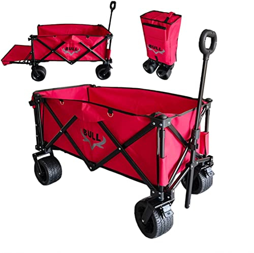 PAPILIOSHOP Bull - Chariot de Transport Pliable à Main pour Plage, Jardin, Camping et Bricolage - Charrette Multifonction Robuste, Idéale pour Extérieur et Usage Intensif (Rouge)