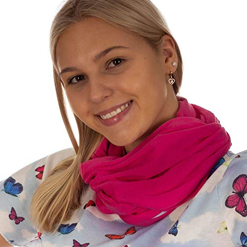 DOLCE ABBRACCIO by RiemTEX Loop Schal Damen Schlauchschal mit Geheimfach Kuscheliger Loopschal aus Jersey Halstuch in Uni Farben (Pink)