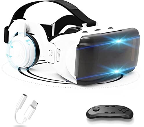Virtual Reality Headset Bluetooth Remote Controller VR Goggles Glasses VR Headsets for 3D Movies Video Games for iPhone 13 Pro Max/13 Pro/13/12/11, for Samsung Galaxy S21, Huawei, Xiaomi, 4.7-6.8in,