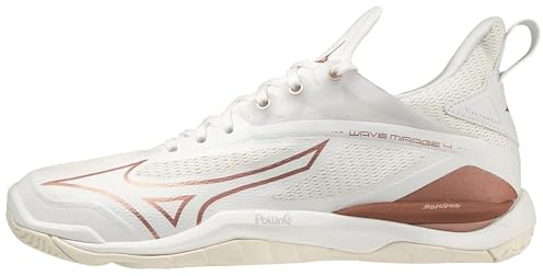 Mizuno Wave Mirage 4 Chaussures de Handball pour Femme Blanc/Rose/SnowWhite, 37 EU, Blanc Rose Snowwhite, 37 EU