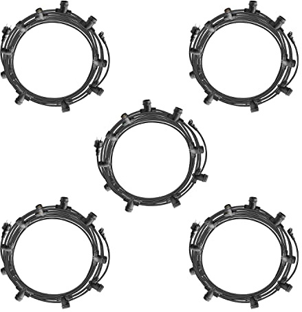 MU 50M Catena Luminosa Esterno LED Catenaria 50 Portalampada E27 5 * 10 Metri Cavo Nero Prolungabile Fino a 1000W IP54 Outdoor Giardino Matrimonio|50 M, NERO [Classe efficenza energetica: A]