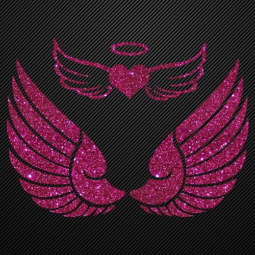Glitterdeals Strykbilder glitter vingar set om 2 glittervingar rosa stryka på textilier karneval kostym vingar strylappar änglavingar karneval lapp att stryka på vingar