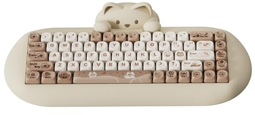 YUNZII C68 Wireless Mechanical Keyboard, 65% Gaming Hot Swap,Triple Mode BT5.0/2.4G/Wired,RGB Backlit NKRO,Cute Cat Silicone Ergonomic Keyboard for Win/Mac(Milk Switch,Brown Cat