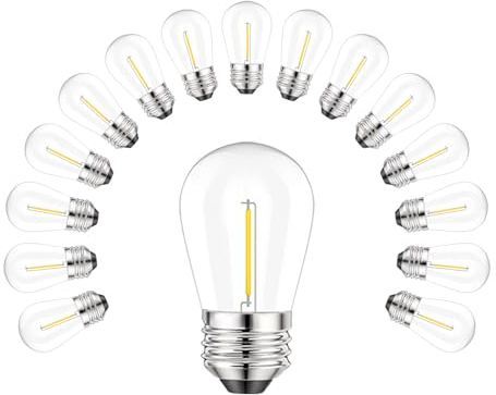 Svater 15pcs 1W S14 Plastik Glühlampen LED Ersetzt E27 Schraube Basis 2700K Warmweiß 360 Grad Abstrahlwinkel für Schnur Licht