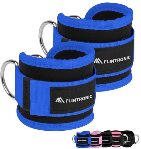 flintronic Sangle Cheville Musculation Poulie, Sangle de Cheville Réglable Gymnastique, Sangle Musculation avec Double Anneau D, Ankle Straps, Accessoires pour Fitness, Sport, Gym, Exercice, Tirage