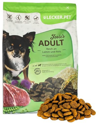 Lecker.Pet® | 4 kg Josie's Adult Lamm & Reis Hunde Trockenfutter Vollnahrung | Glutenfreies Hundefutter | Trockenvollnahrung für Erwachsene Hunde | Nährstoffreiche Proteinquelle
