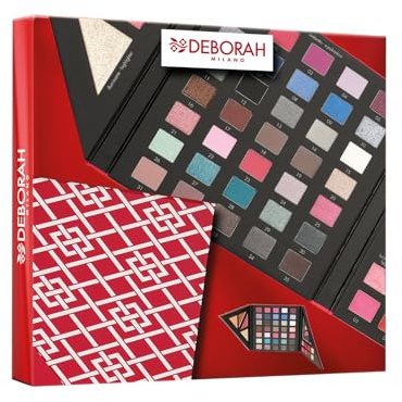 Deborah Milano - Trousse Set Regalo Donna Make Up Beauty Gift n.3 Medium Toni Freddi, Include Palette di Ombretti, Gloss, Rossetti e Polveri Viso dai diversi Finish e Colori, in Carta FSC