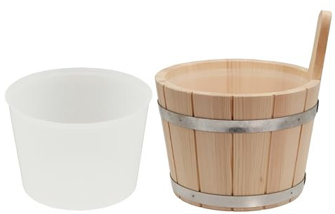 HAF® Saunakübel Nadelholz 5 Liter mit Kunststoffeinsatz | Feuchtigkeitsresistenter Aufgusseimer | Hochwertiges Sauna Zubehör | Qualität: Made in Germany