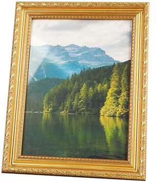 A4 Gold Frame - Vintage A4 Picture Frame for Photos, Artwork and Posters with Wall Hooks and Shatterproof Perspex Front, Vintage Elegant European Style, Free-standing & Wall Mountable Picture Frame