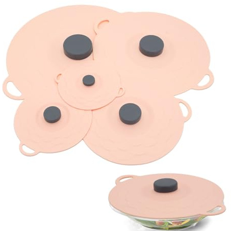 5 tapas de silicona para cuenco, cubierta de silicona para microondas, diferentes tamaños, tapas reutilizables resistentes al calor, adecuadas para tazas, cuencos, platos, ollas, sartenes, sartenes,Ro