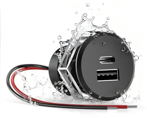 GZV Presa USB per camper, 12 V, in alluminio, impermeabile, presa di ricarica 12 V, 48 W, presa USB C da incasso con PD 3.0 e QC 3.0 per auto, camper, barca e roulotte