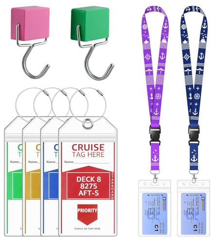 Etiquetas de Equipaje XXL para Cruceros, Luggage Tag | funda impermeable para tarjetas & lanyard con ganchos magnéticos – Set de viaje para AIDA, TUI, MEIN SCHIFF & MSC