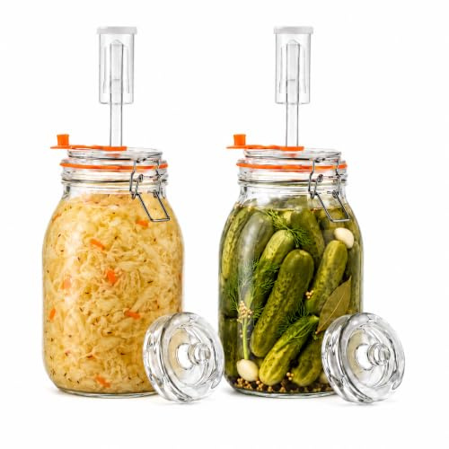 SwiftSlot Juego de 2 vasos de fermentación de 1,8 l de vidrio para fermentación con peso