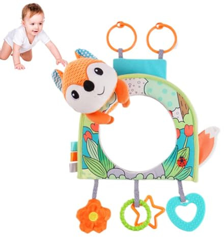 Car Seat Toy, Baby Car Mirror Toy For Rear Facing, Travel Baby Activity Center with Engaging fo Hanging Mirror, Toys Teether