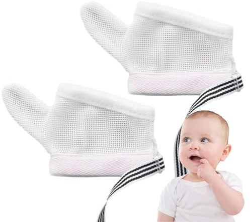 Barnhandskar, barnhandskar utan repor – tumskydds-baby-mesh-handskar | baby-vantar, skyddshandskar, bithandskar, nageltuggshandskar för spädbarn i åldern 6 månader till 5 år, Tumme rosa M, Siehe