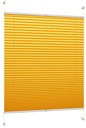 DécoProfi Plissee ohne Bohren Melonengelb 75cm x 220cm (max. Gesamthöhe Fensterflügel) I Verspannte Plissees nach Maß mit Klemmträger/Klemmfix I Blickdichte Innenrahmen-Plissees zum Klemmen