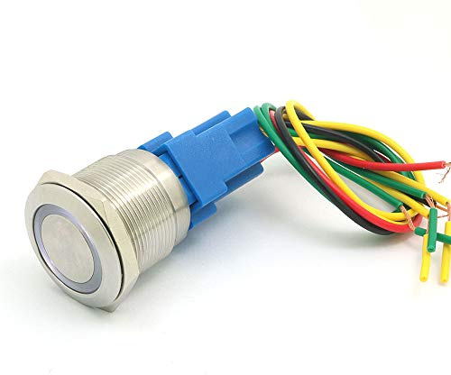 DollaTek 25mm Interruttore momentaneo Interruttore a pulsante 12V DC Angel Eye LED Interruttore Llight rotondo in acciaio inox impermeabile con piedino a vite - Bianco