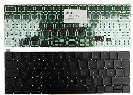 Keyboards4Laptops Deutsch Hintergrundbeleuchtung-Version (ohne Hintergrundbeleuchtung Board) schwarz kompatible Ersatz Tastatur kompatibel mit Apple MacBook Pro 13 Inch Touch Mid 2017