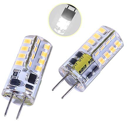 LEKIBOP GY6.35 LED Bulbs Beads Lighting AC 12V 3W Corn Light 32 Pcs 2835 SMD Bi-Pin GY6.35 Base No Strobe Flicker Free Halogen Replacement Bulb Under-Cabinet Light Puck Light (Cool White, 2 PCS)