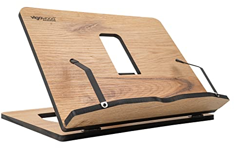 Vigo Wood Supporto per libri, supporto per libri, supporto da lettura, supporto per libri di ricette per la lettura, supporto per libri di cucina per leggere a letto (quercia)
