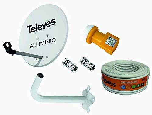 Kit Antena PARABOLICA T E L E V E S 63CM Aluminio (con Soporte Y Cable 20m)