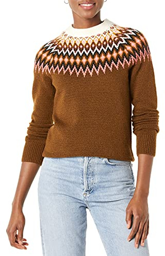 Amazon Essentials Jersey Suave al Tacto con Cuello Redondo y Estampado Isla Fair Mujer